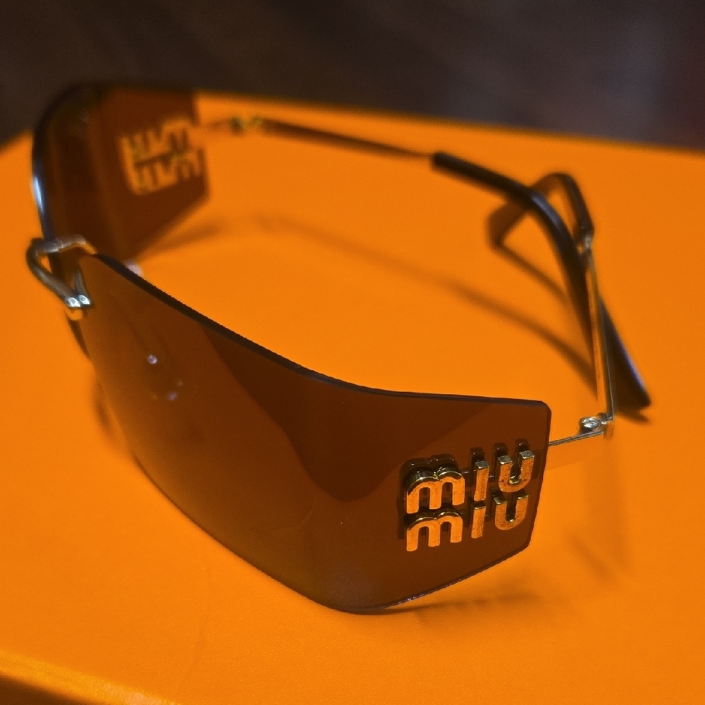 Miu Miu Black Shield Logo Sunglasses - Picture 3 of 6